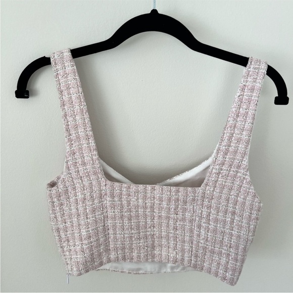Zara light pink trendy tweed crop top NEW - Picture 5 of 7